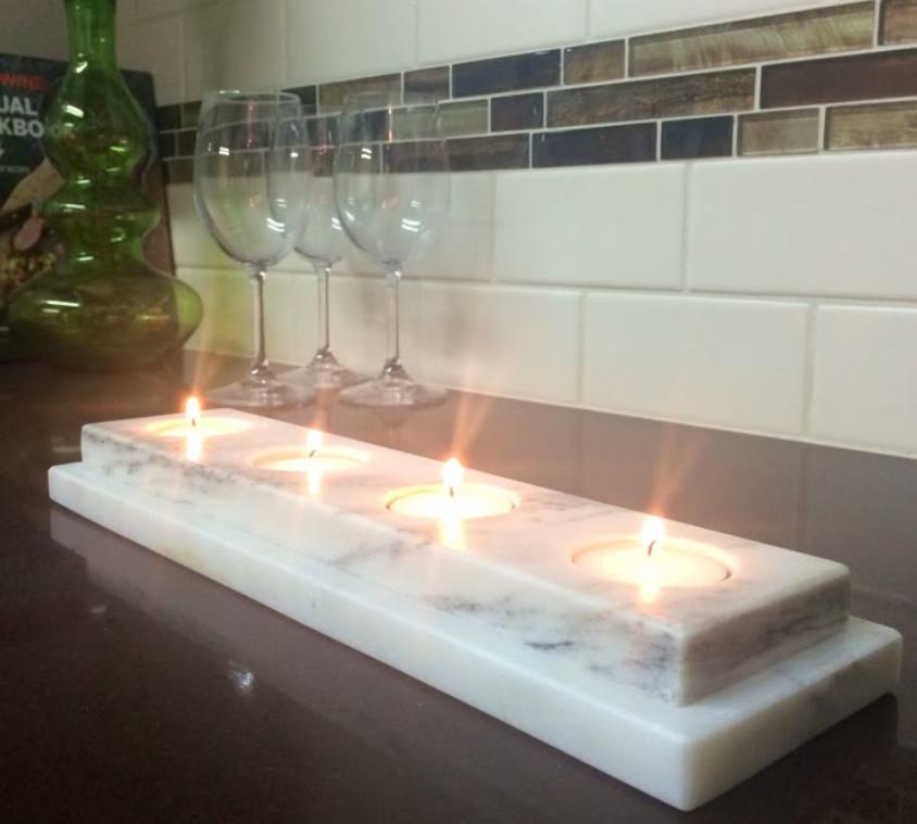 Tall Fluted Marble Taper Holder