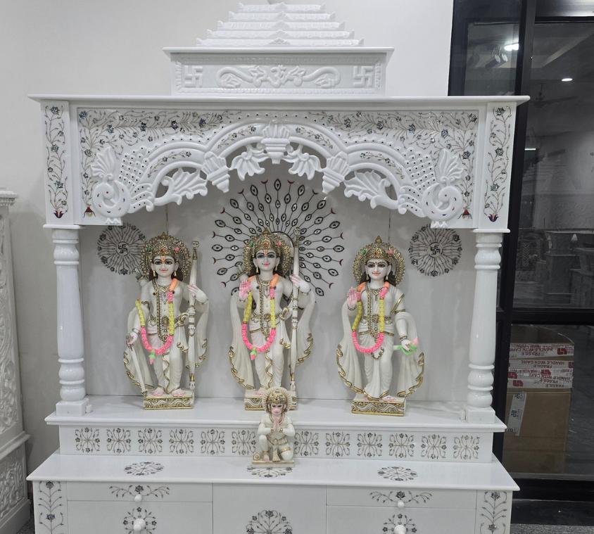 Full-height Cabinet Marble Pooja Mandir