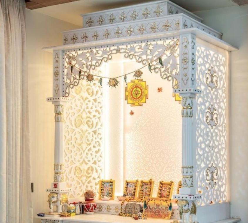 Yantra Engraved Jali Marble Mandir