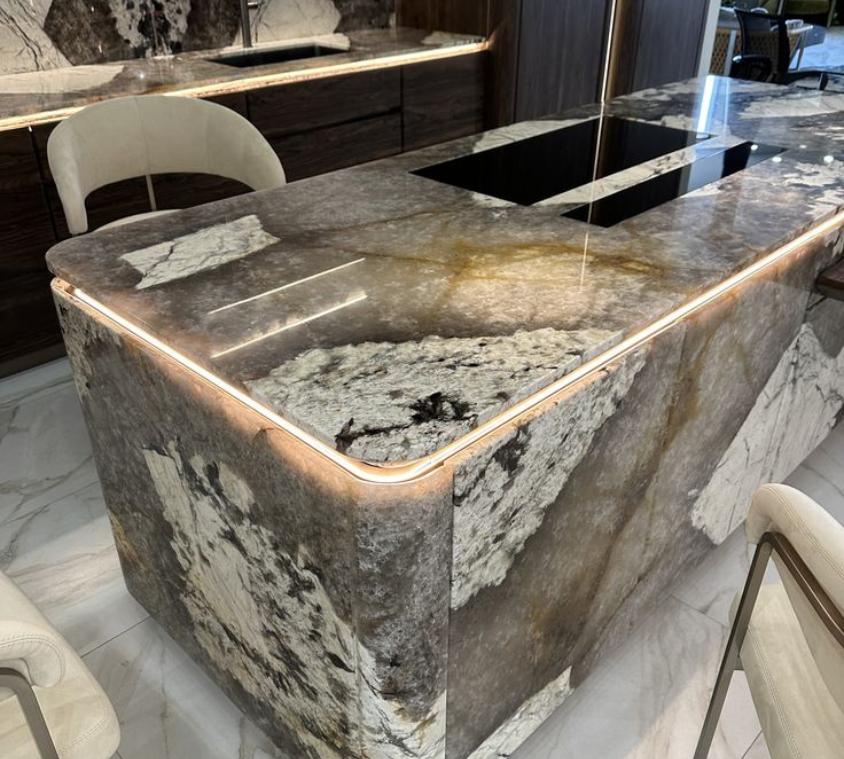 Exotic Honey Onyx Marble Dining Table