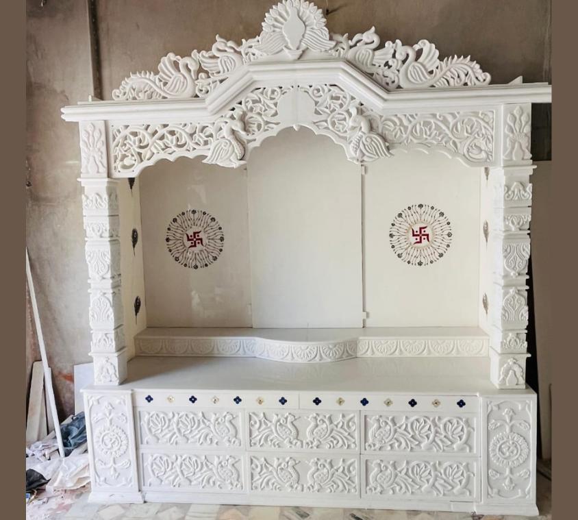 Designer Lattice Backdrop Marble Mandir