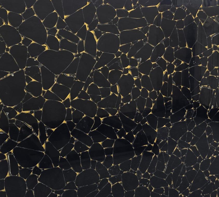 Black Agate With Golden Inlay