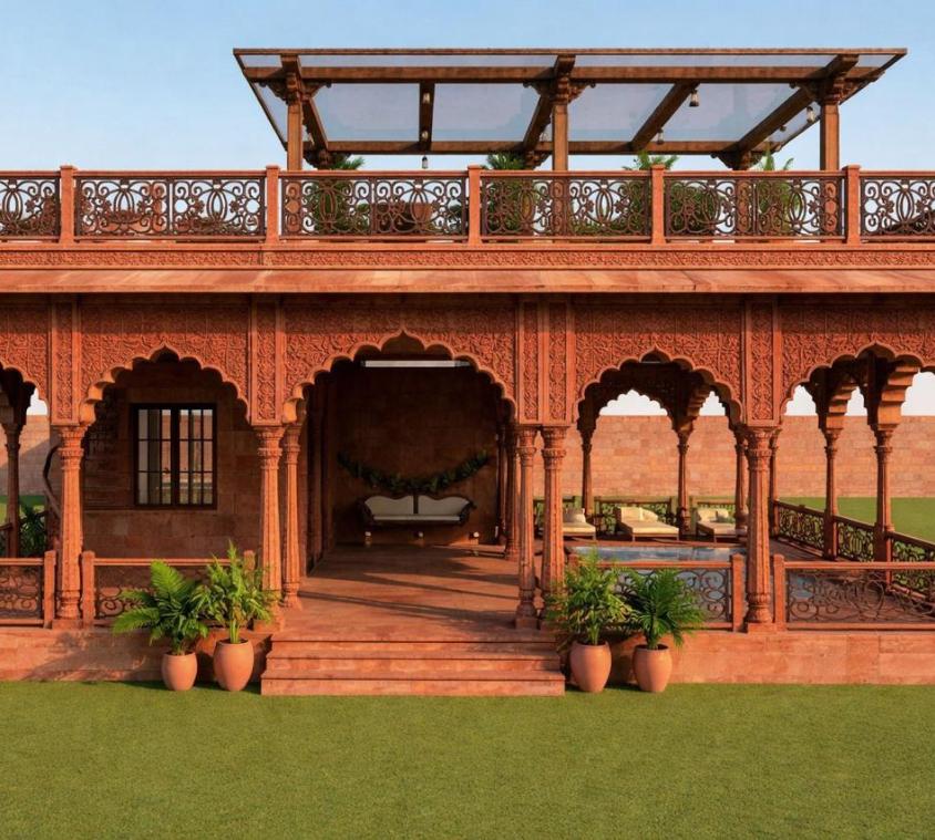 Red Sandstone Baradari Pavilion