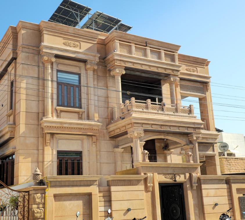 Luxury Sandstone Villa Front Elevation