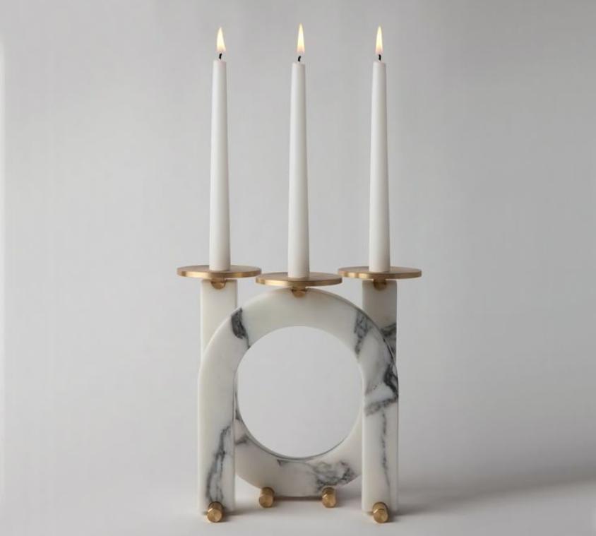 Black Marble Ribbed Candle Jar