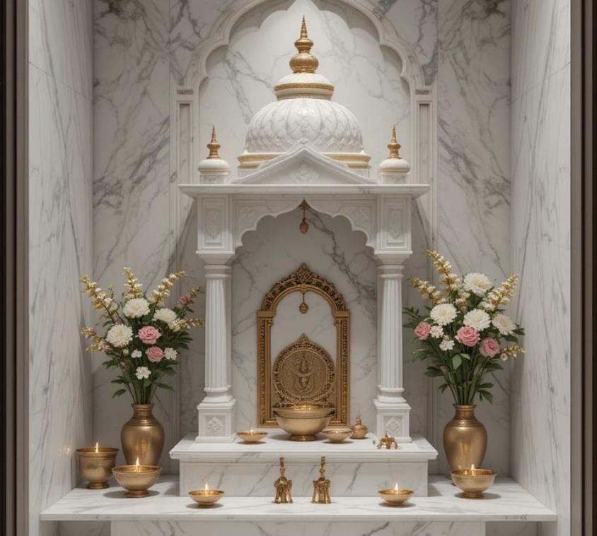 Dome Style White Marble Temple