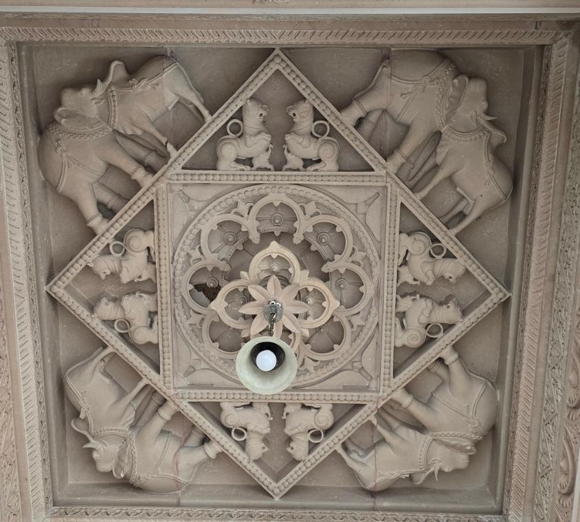 Hand-carved Animal Motif Temple Ceiling