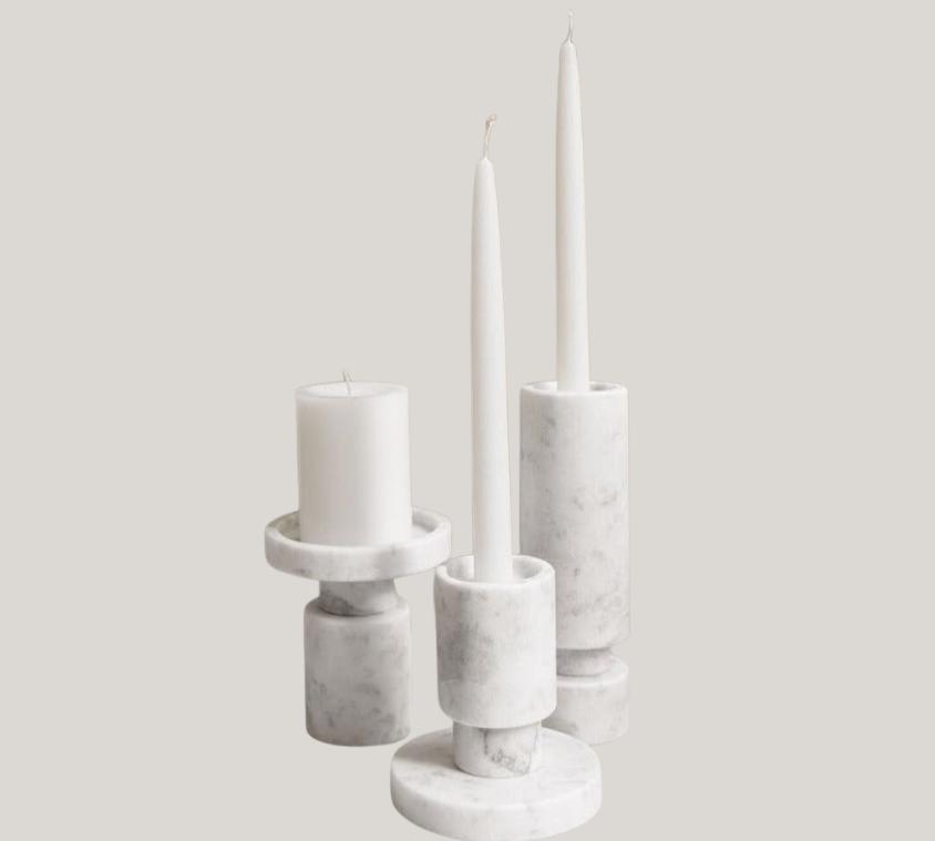Duo-tone Stacked Marble Candle Stand