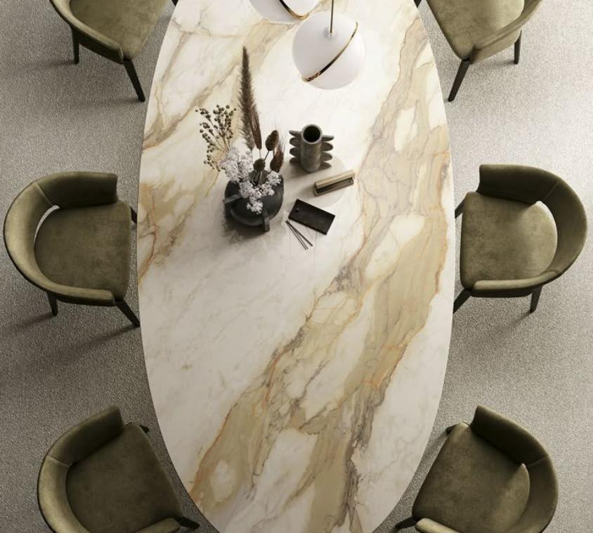 Premium Calacatta Gold Marble Oval Set