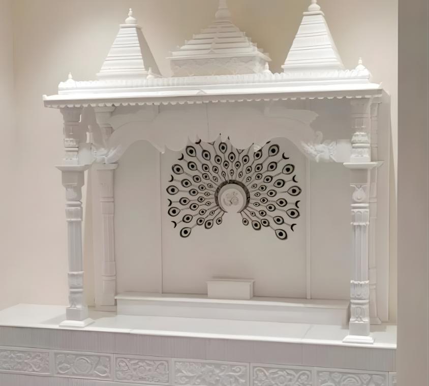 Minimalist Floating Marble Pooja Shelf