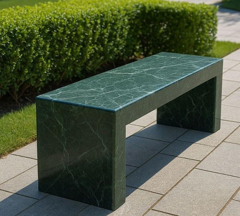 Exotic Green Marble Contemporary Bench