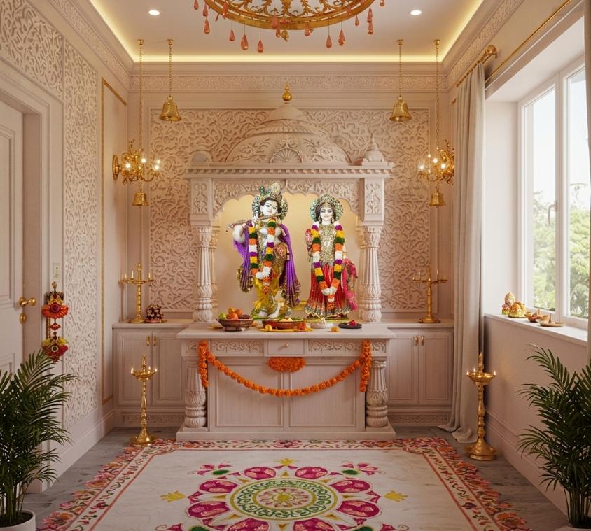 Intricate Jali Work Marble Temple