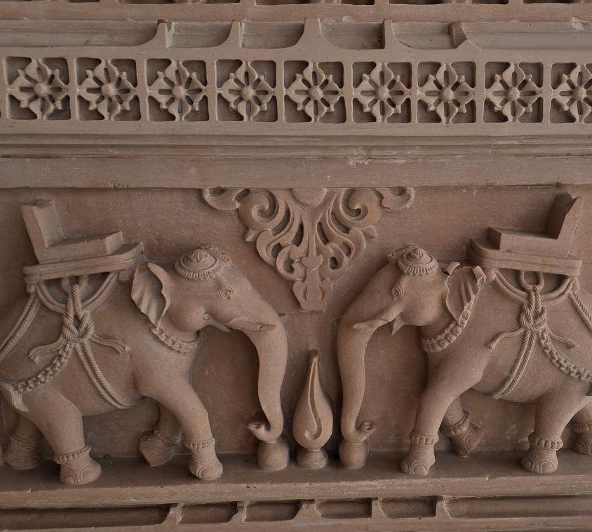 Temple Relief Carved Elephant Frieze