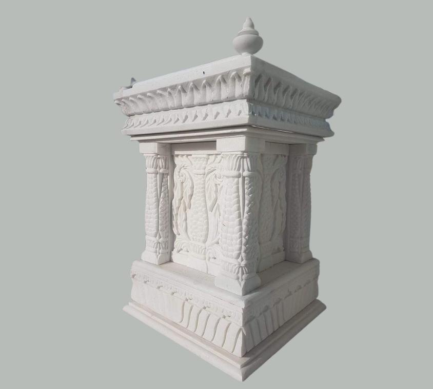 Traditional Polished White Marble Tulsi Pot