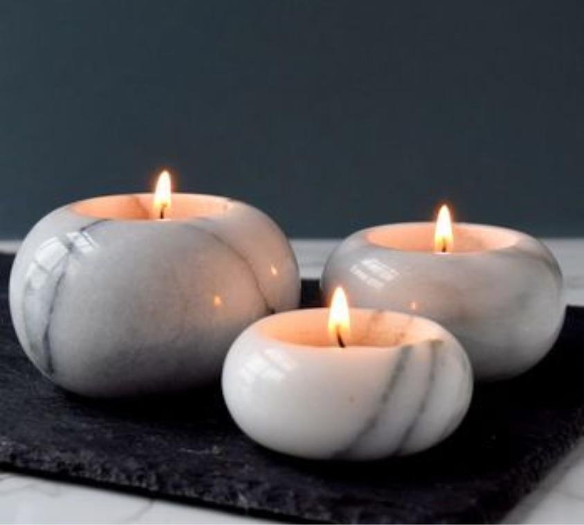 Heavy Base White Marble Pillar Holder